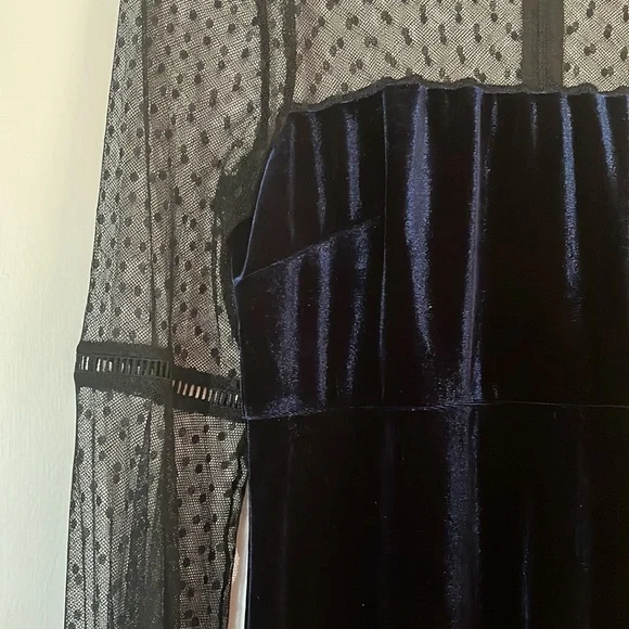 A. B. S. Collection Navy and Black Mini Dress with Velvet and Lace Details - Picture 3 of 13